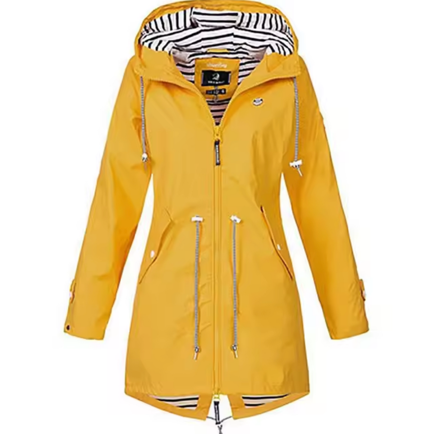 Wasserdichte Damen-Regenjacke mit Kapuze und Reißverschluss