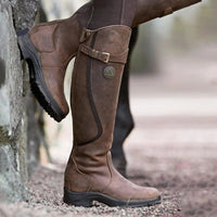 Wasserdichte Damen-Winterreitstiefel mit hohem Schaft und Schnallendetail