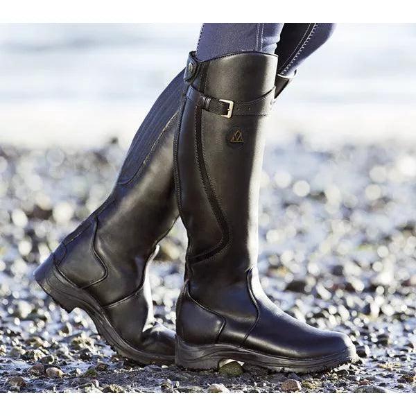 Wasserdichte Damen-Winterreitstiefel mit hohem Schaft und Schnallendetail