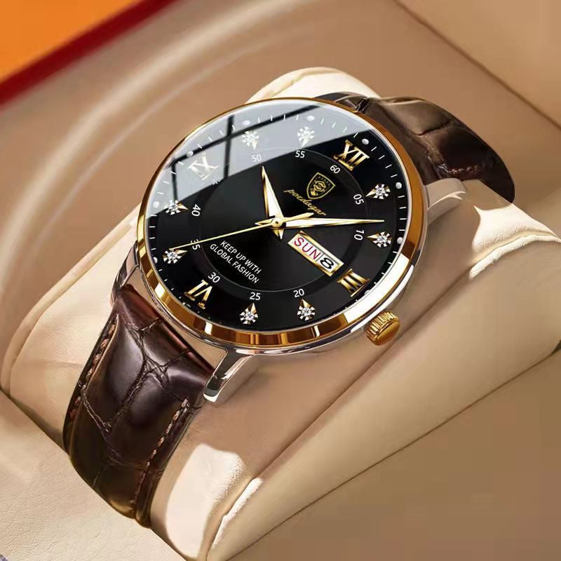 Wasserdichte Herren-Armbanduhr mit leuchtendem Zifferblatt – Klassisches Edelstahl-Design