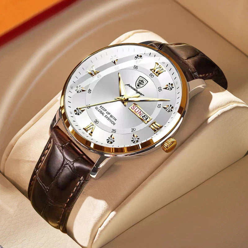 Wasserdichte Herren-Armbanduhr mit leuchtendem Zifferblatt – Klassisches Edelstahl-Design