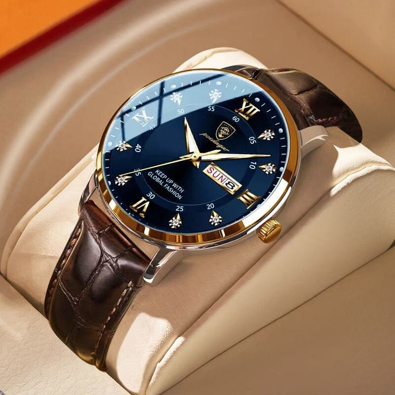 Wasserdichte Herren-Armbanduhr mit leuchtendem Zifferblatt – Klassisches Edelstahl-Design