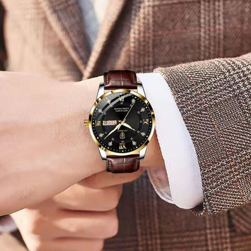 Wasserdichte Herren-Armbanduhr mit leuchtendem Zifferblatt – Klassisches Edelstahl-Design