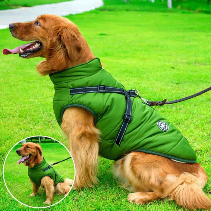 Wasserdichte Hunde-Winterjacke - Mit Sherpa-Fleece gefüttert - Integriertes Geschirr - Ideal für die kalten Monate