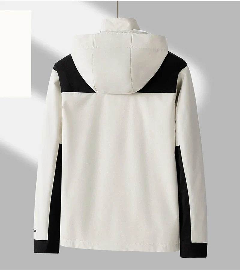 Wasserdichte und winddichte Unisex-Hardshelljacke mit abnehmbarer Kapuze