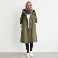 Wasserdichter Damen-Trenchcoat mit Kapuze | Baumwolle | Elegante Winterjacke