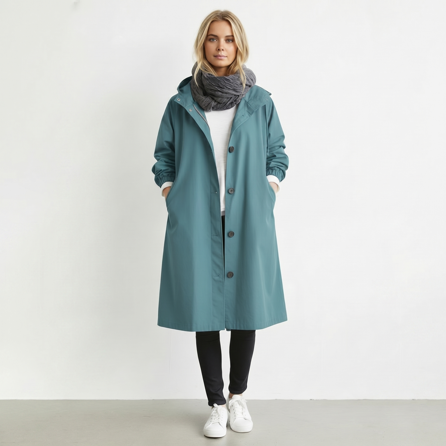 Wasserdichter Damen-Trenchcoat mit Kapuze | Baumwolle | Elegante Winterjacke
