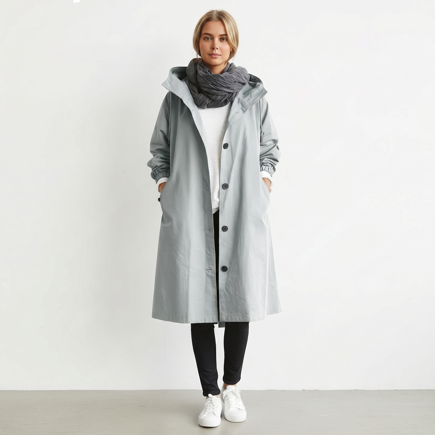 Wasserdichter Damen-Trenchcoat mit Kapuze | Baumwolle | Elegante Winterjacke
