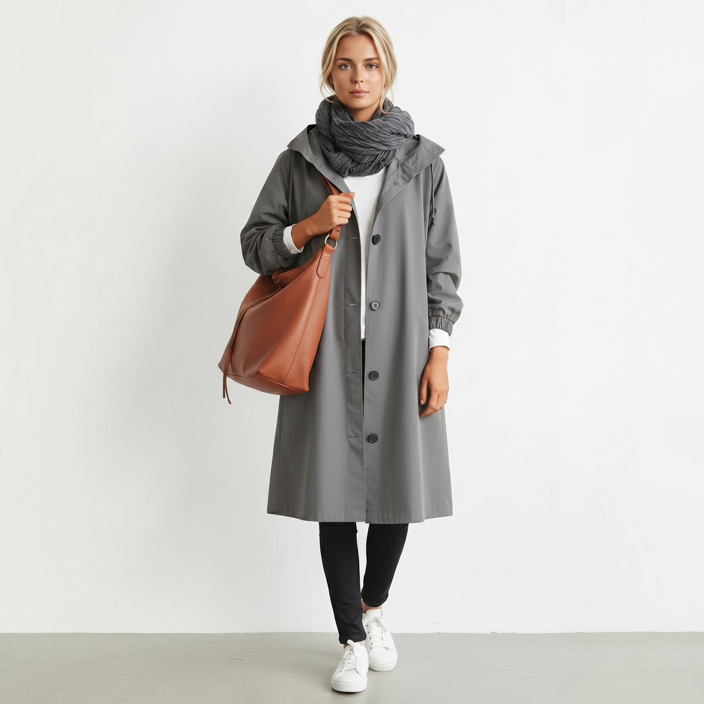 Wasserdichter Damen-Trenchcoat mit Kapuze | Baumwolle | Elegante Winterjacke
