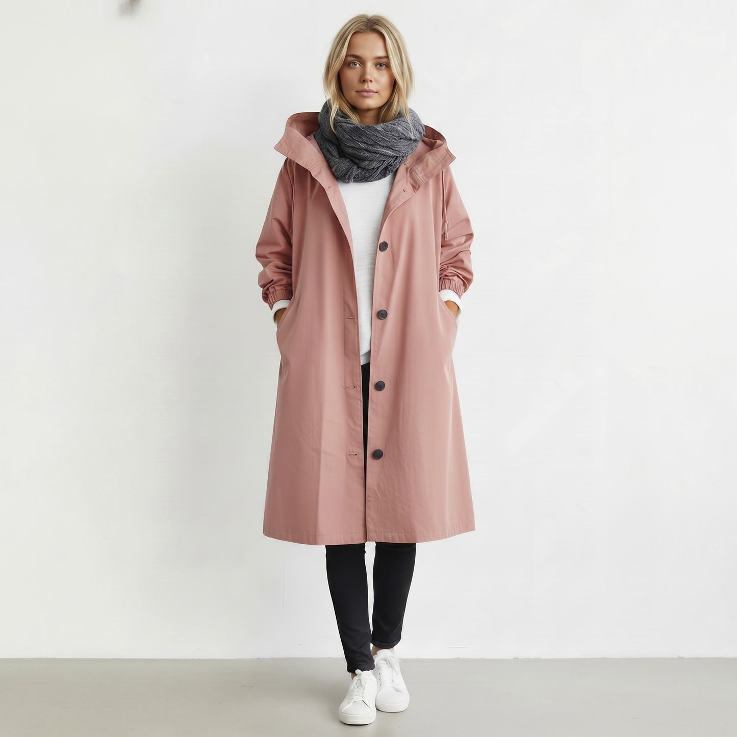 Wasserdichter Damen-Trenchcoat mit Kapuze | Baumwolle | Elegante Winterjacke