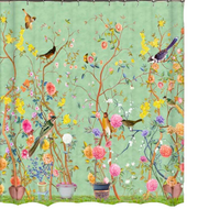 Wasserdichter Duschvorhang fürs Badezimmer mit Blumen- und Vogel-Print