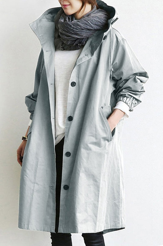 Wasserdichter Trenchcoat mit Kapuze - Elegant & warm
