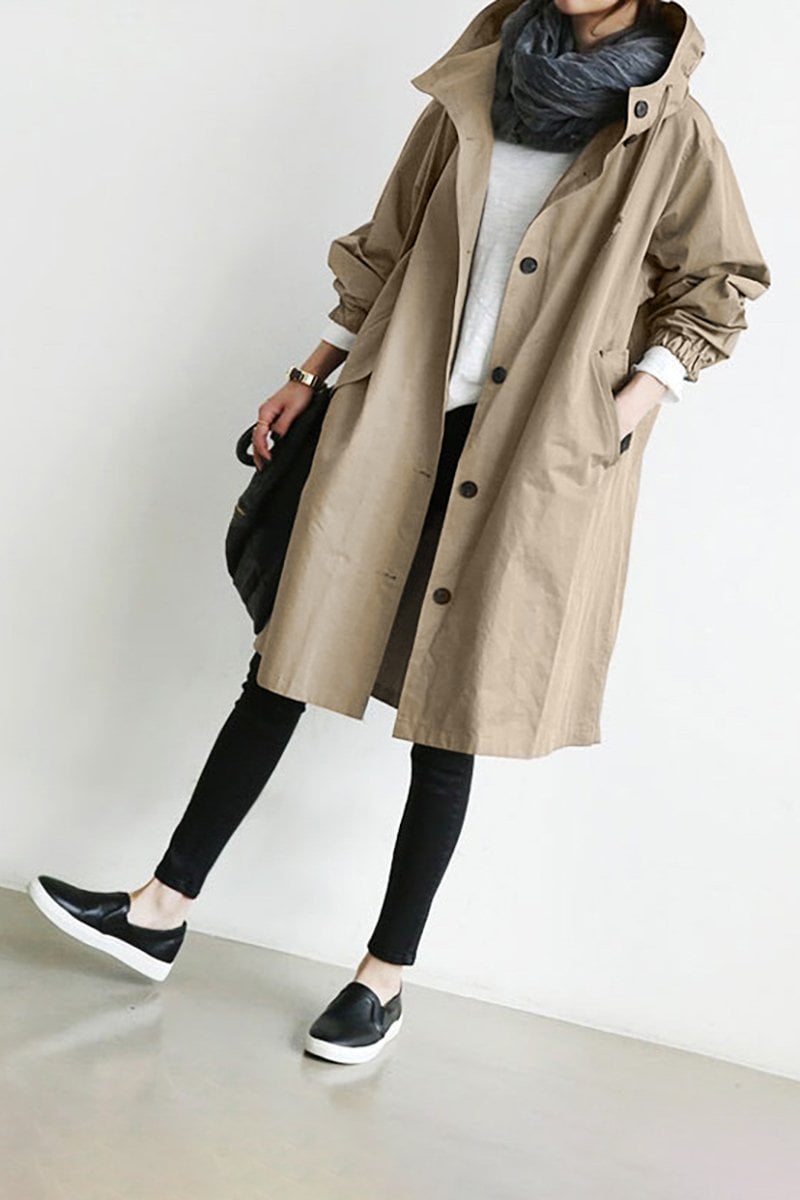 Wasserdichter Trenchcoat mit Kapuze - Elegant & warm
