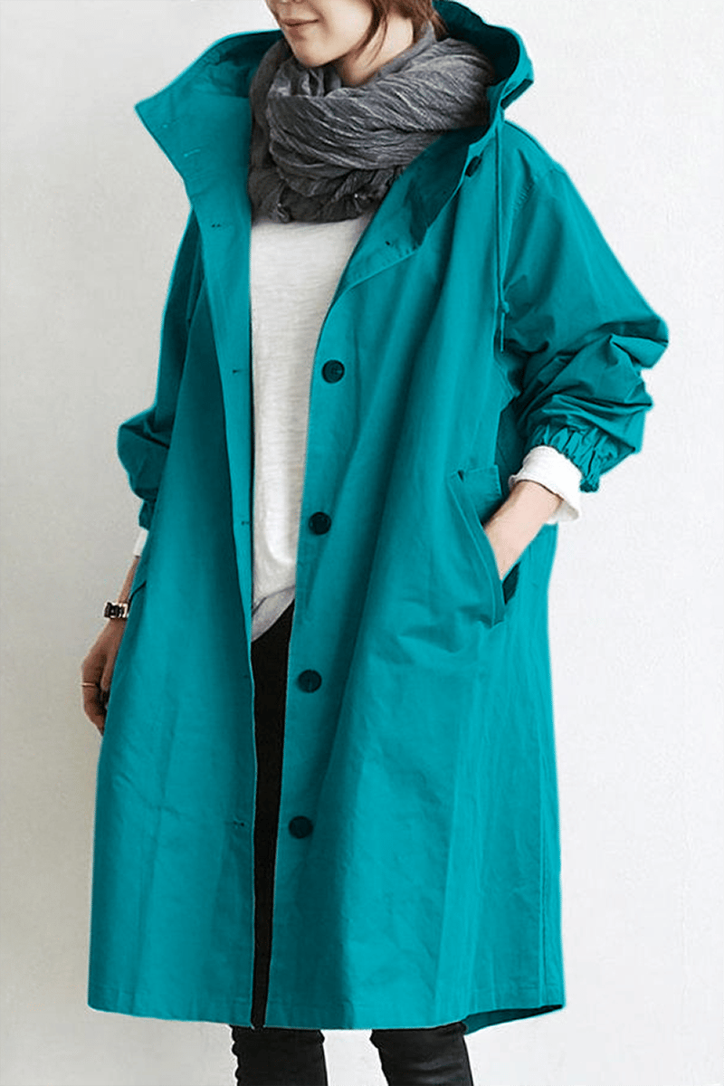 Wasserdichter Trenchcoat mit Kapuze - Elegant & warm