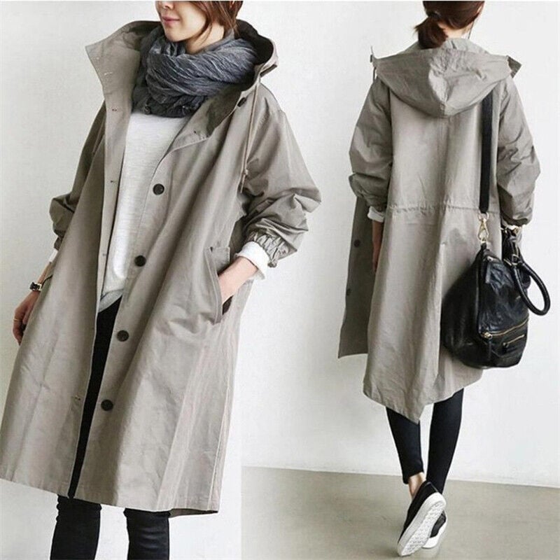 Wasserdichter Trenchcoat mit Kapuze - Elegant & warm