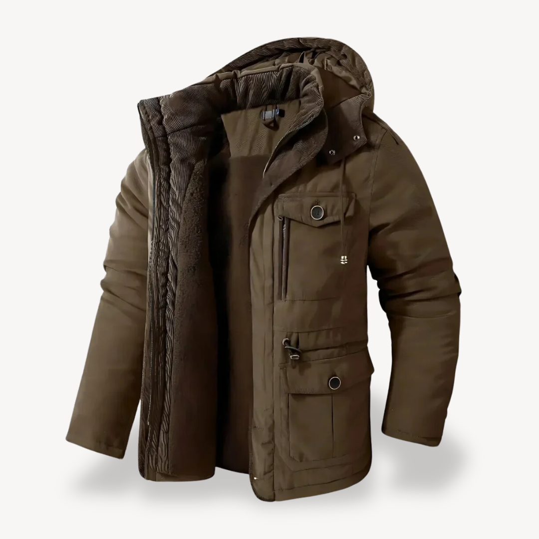Wasserdichter Winterparka für Herren mit gefütterter Kapuze