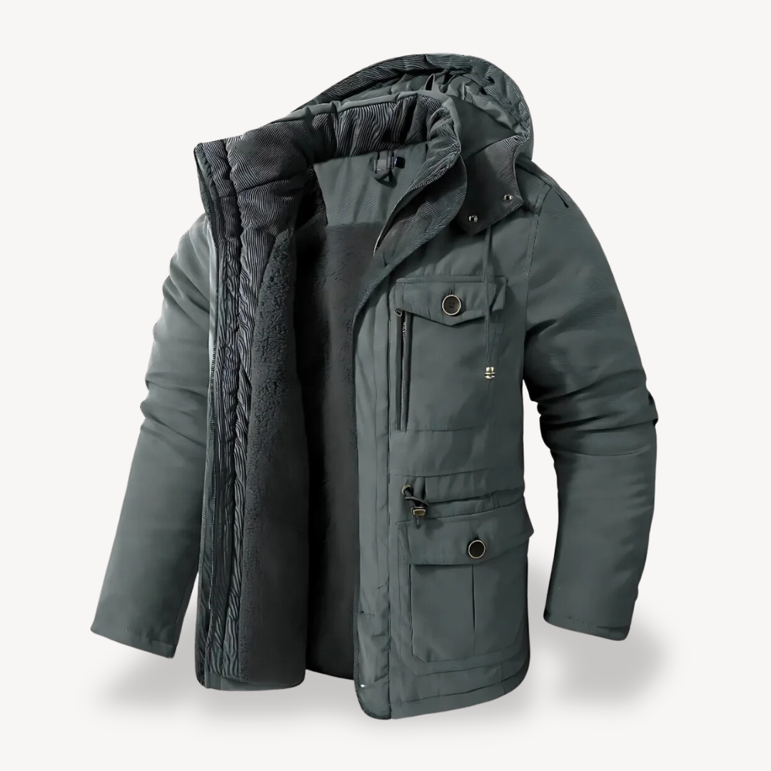 Wasserdichter Winterparka für Herren mit gefütterter Kapuze