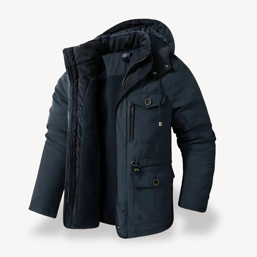 Wasserdichter Winterparka für Herren mit gefütterter Kapuze