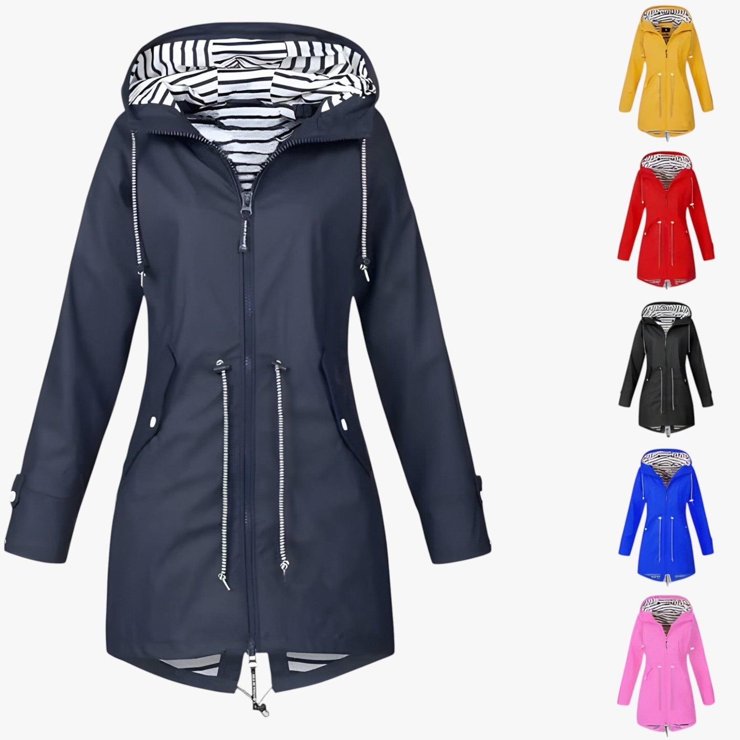 Wasserdichter Winterparka – verstellbare Passform mit gestreiftem Kapuzenfutter und Wärmeisolierung