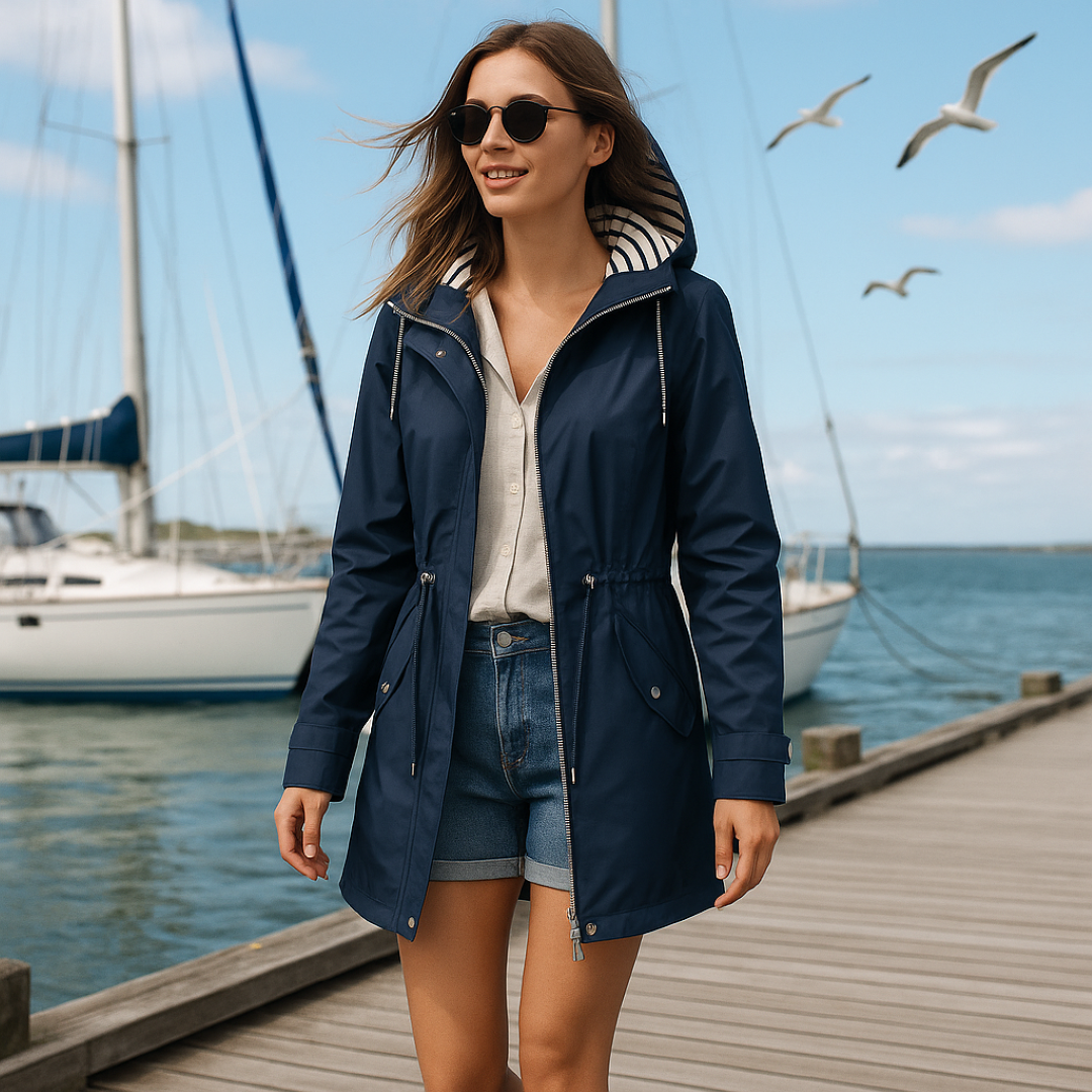 Wasserdichter Winterparka – verstellbare Passform mit gestreiftem Kapuzenfutter und Wärmeisolierung