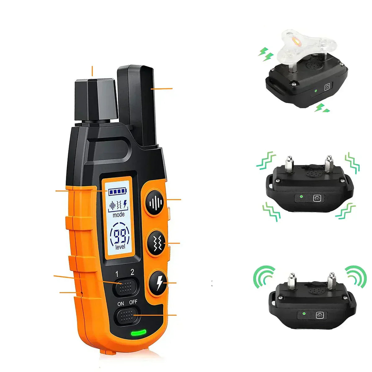 Wasserdichtes Hunde-Trainingshalsband mit Fernbedienung, 1000 m