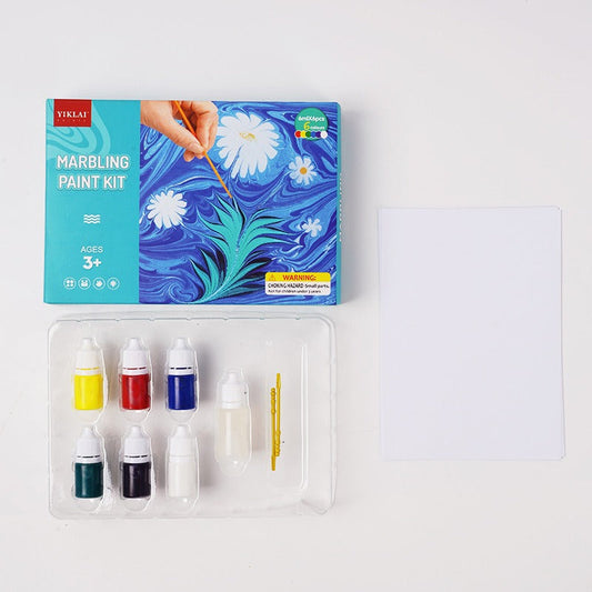 Wassermarmorier-Malset mit 6 Farben für kreative Kunstprojekte – Hochpigmentierte Farben und Zubehör für Anfänger und Profis