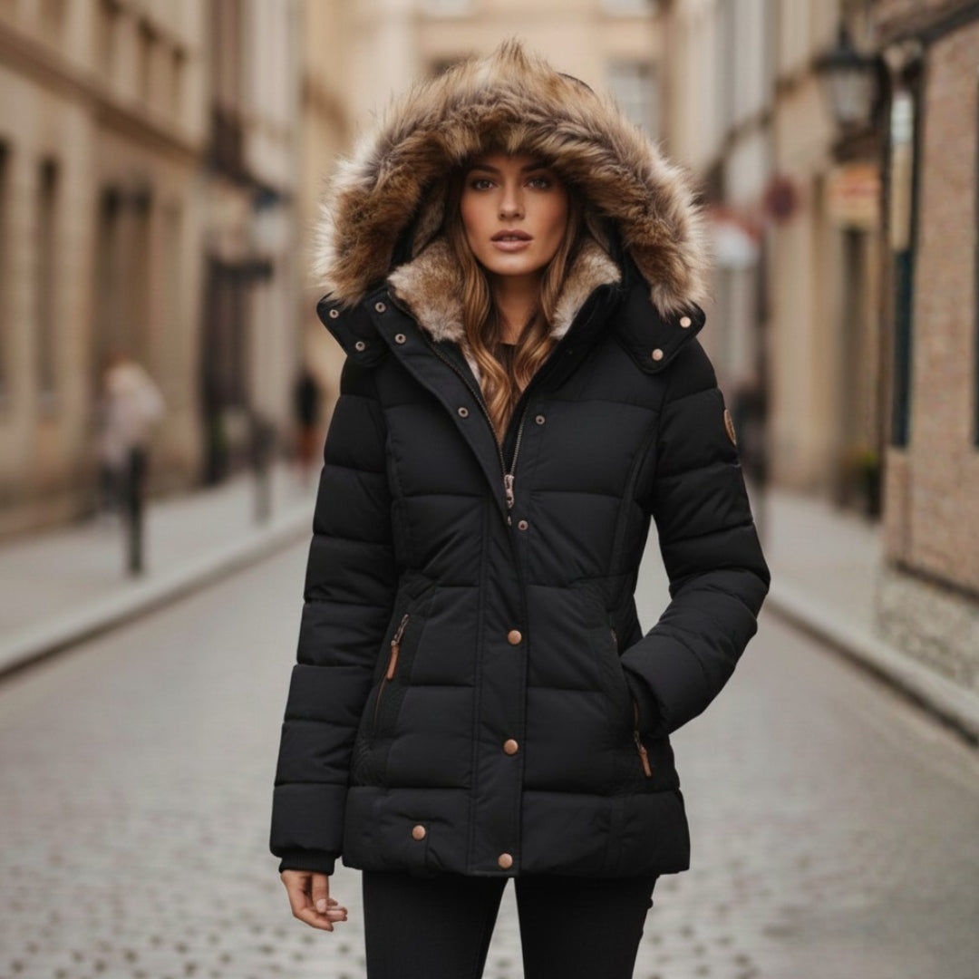 Wattierte Damenjacke mit Kapuze