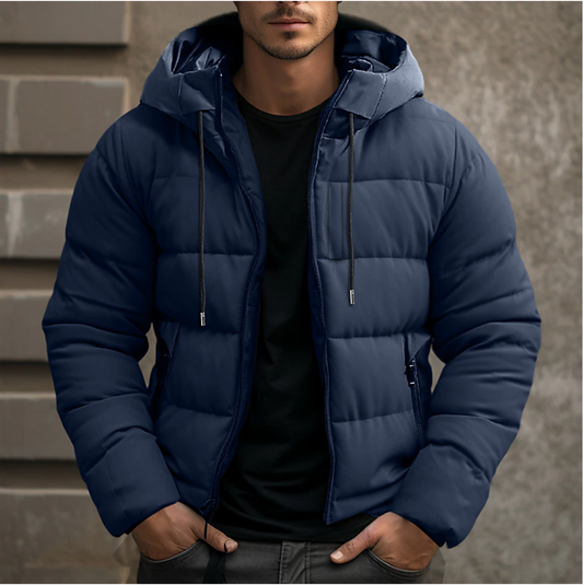 Wattierte Herren-Winterjacke mit Kapuze und effektiver Isolierung