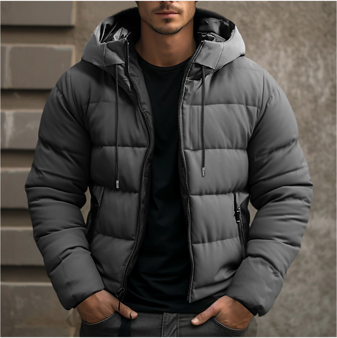 Wattierte Herren-Winterjacke mit Kapuze und effektiver Isolierung