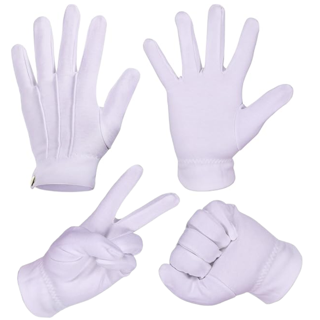 Weiße Weihnachtsmann-Handschuhe aus Baumwolle - Stechpalme