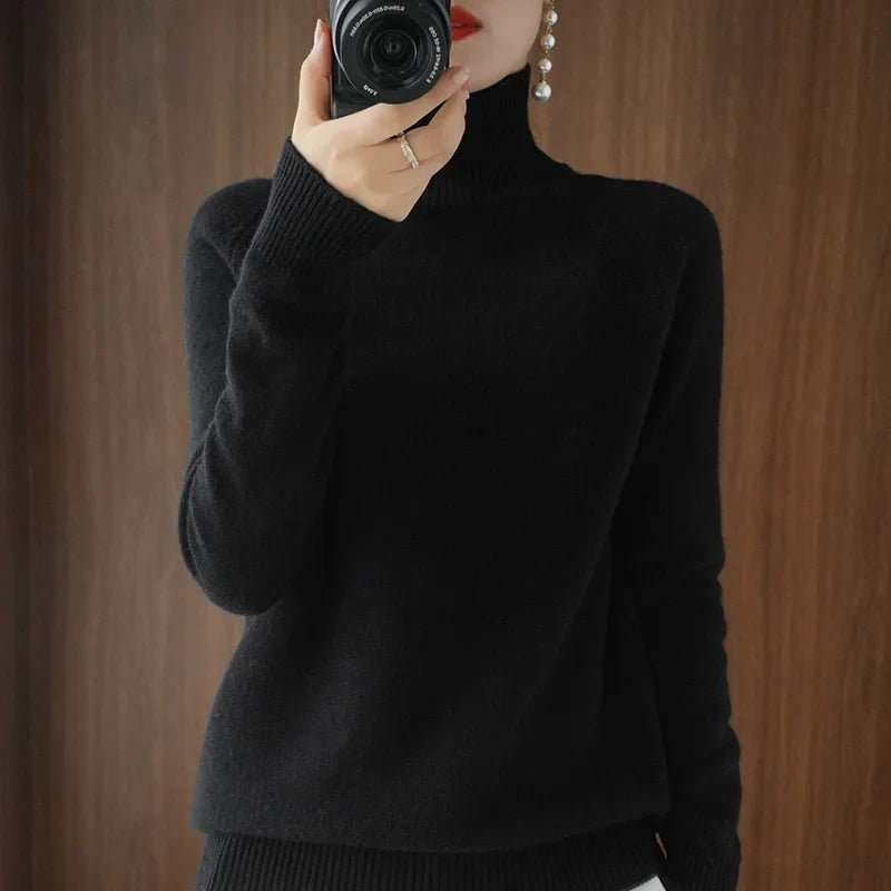 Weicher Damen-Rollkragenpullover mit langen Ärmeln