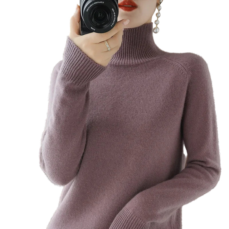 Weicher Damen-Rollkragenpullover mit langen Ärmeln
