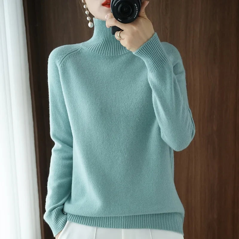 Weicher Damen-Rollkragenpullover mit langen Ärmeln