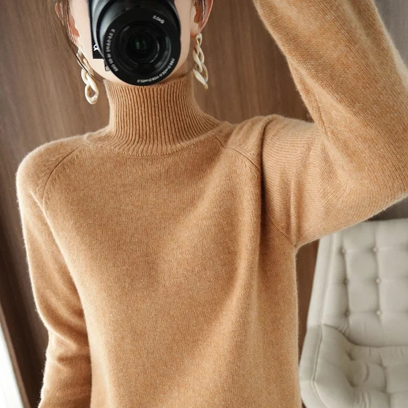 Weicher Damen-Rollkragenpullover mit langen Ärmeln