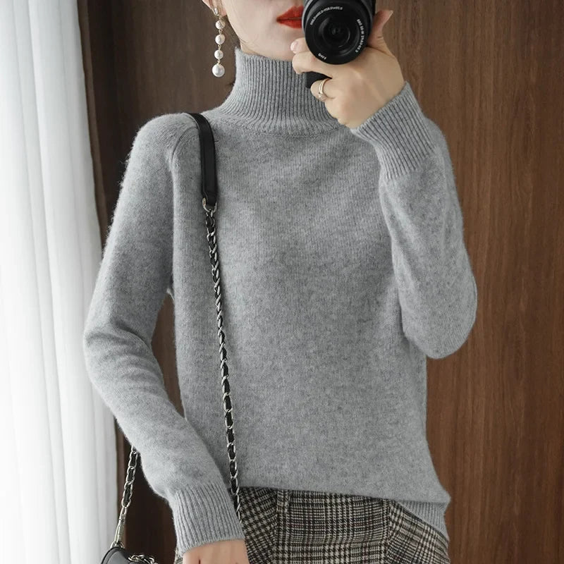 Weicher Damen-Rollkragenpullover mit langen Ärmeln
