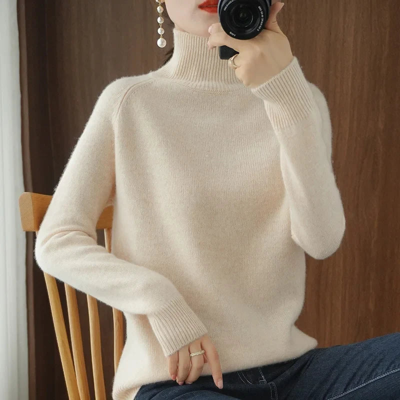 Weicher Damen-Rollkragenpullover mit langen Ärmeln