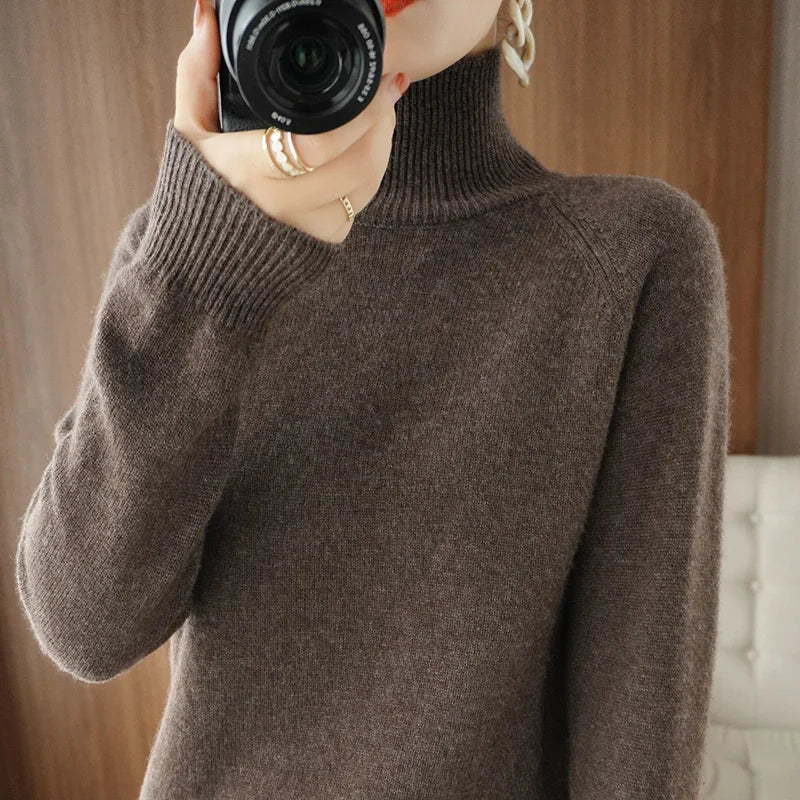 Weicher Damen-Rollkragenpullover mit langen Ärmeln