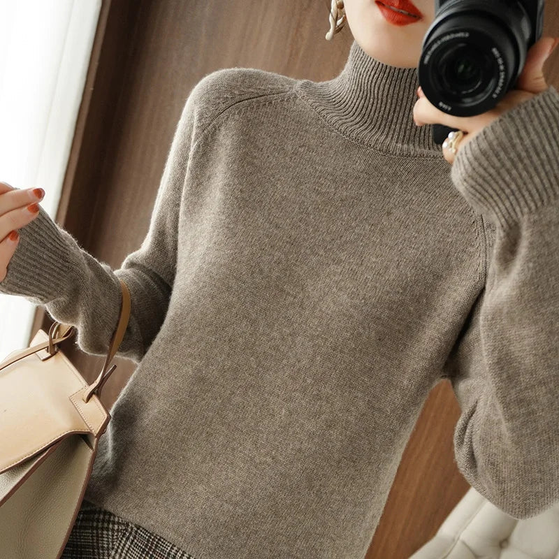 Weicher Damen-Rollkragenpullover mit langen Ärmeln