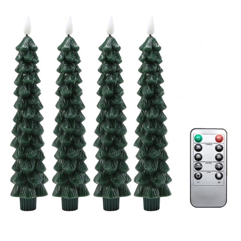 Weihnachtliche LED-Kerzen in Tannenbaumform