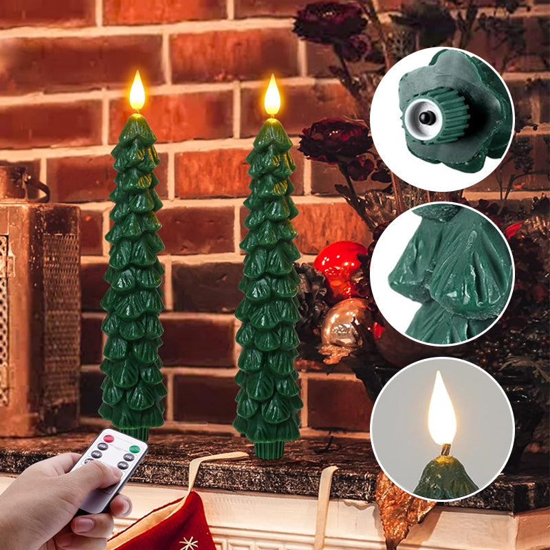 Weihnachtliche LED-Kerzen in Tannenbaumform