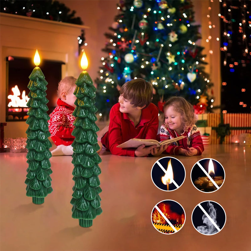 Weihnachtliche LED-Kerzen in Tannenbaumform