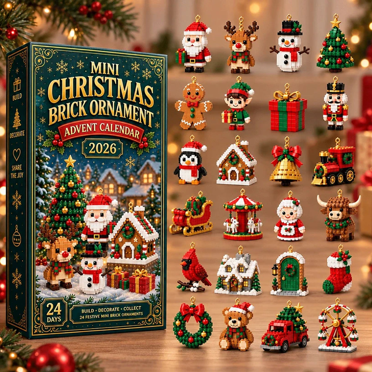 Weihnachts-Adventskalender – 24 Mini-Weihnachtsfiguren aus Bausteinen