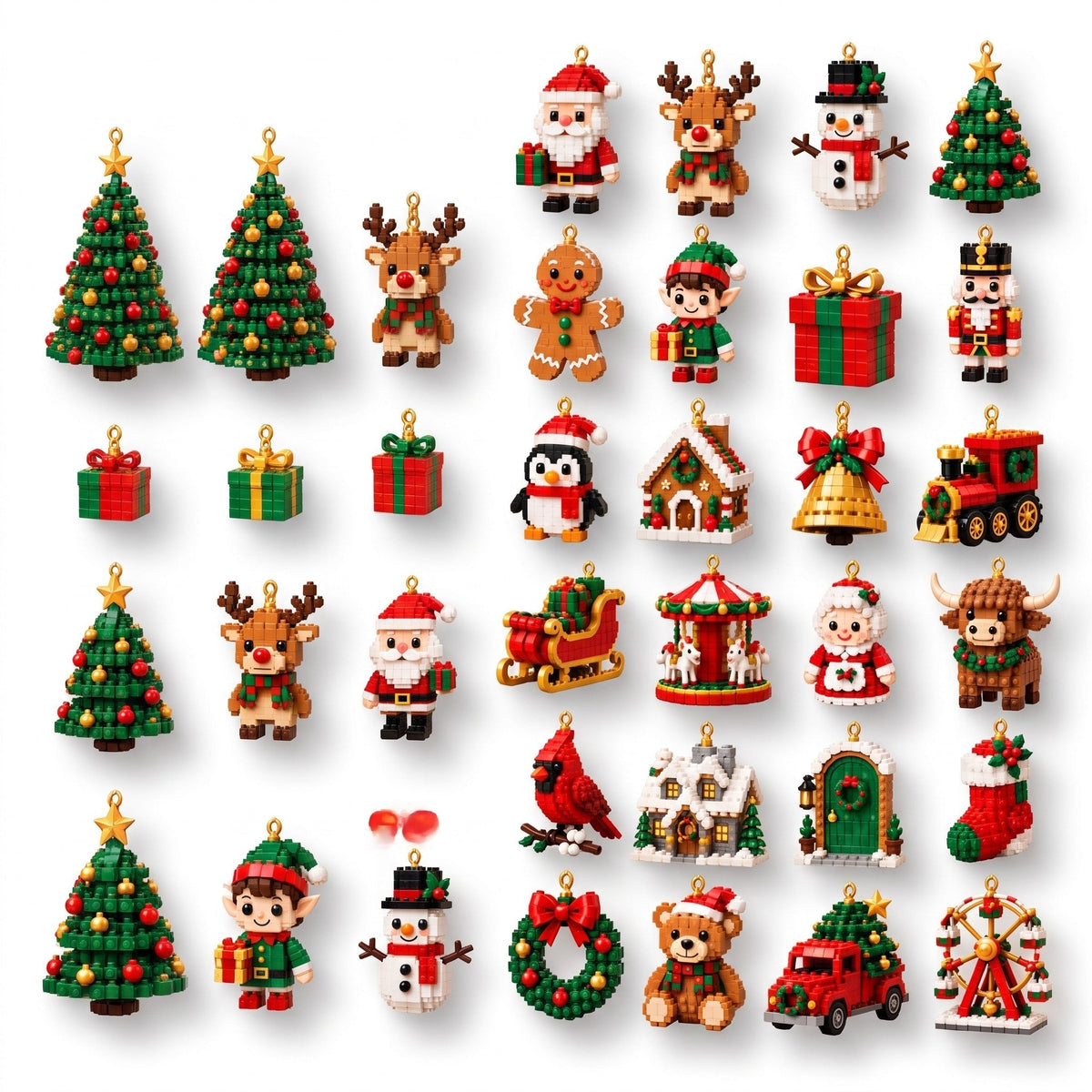 Weihnachts-Adventskalender – 24 Mini-Weihnachtsfiguren aus Bausteinen