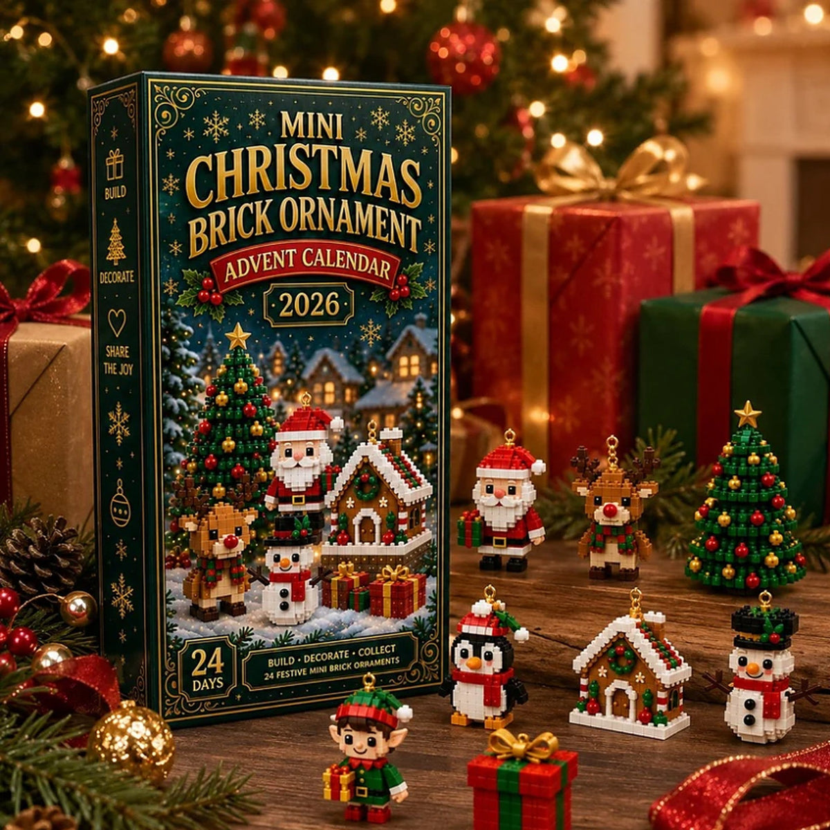 Weihnachts-Adventskalender – 24 Mini-Weihnachtsfiguren aus Bausteinen