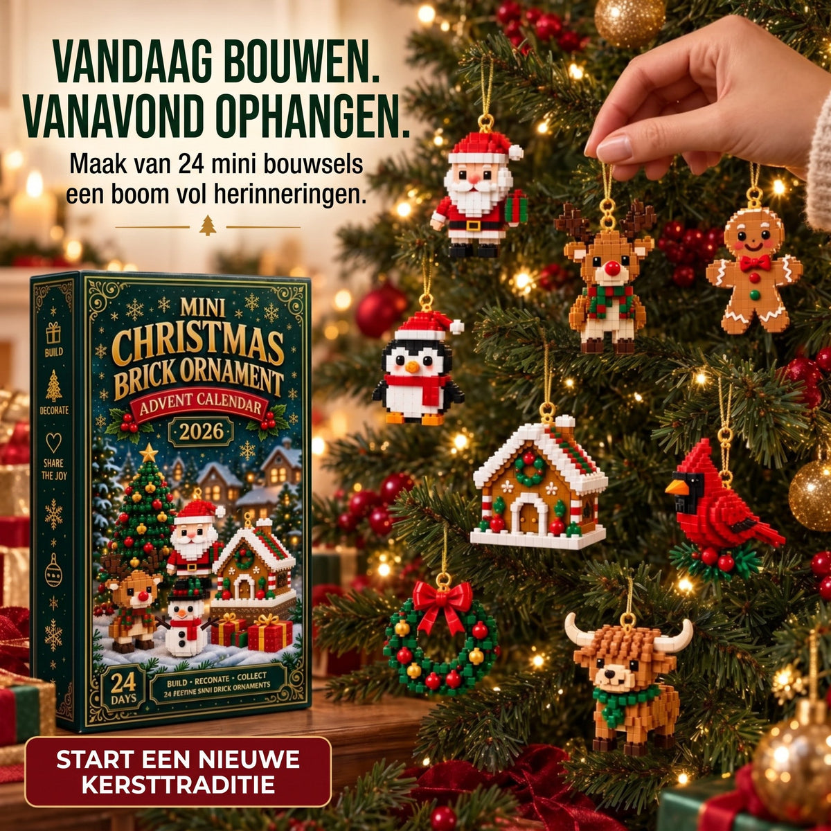 Weihnachts-Adventskalender – 24 Mini-Weihnachtsfiguren aus Bausteinen