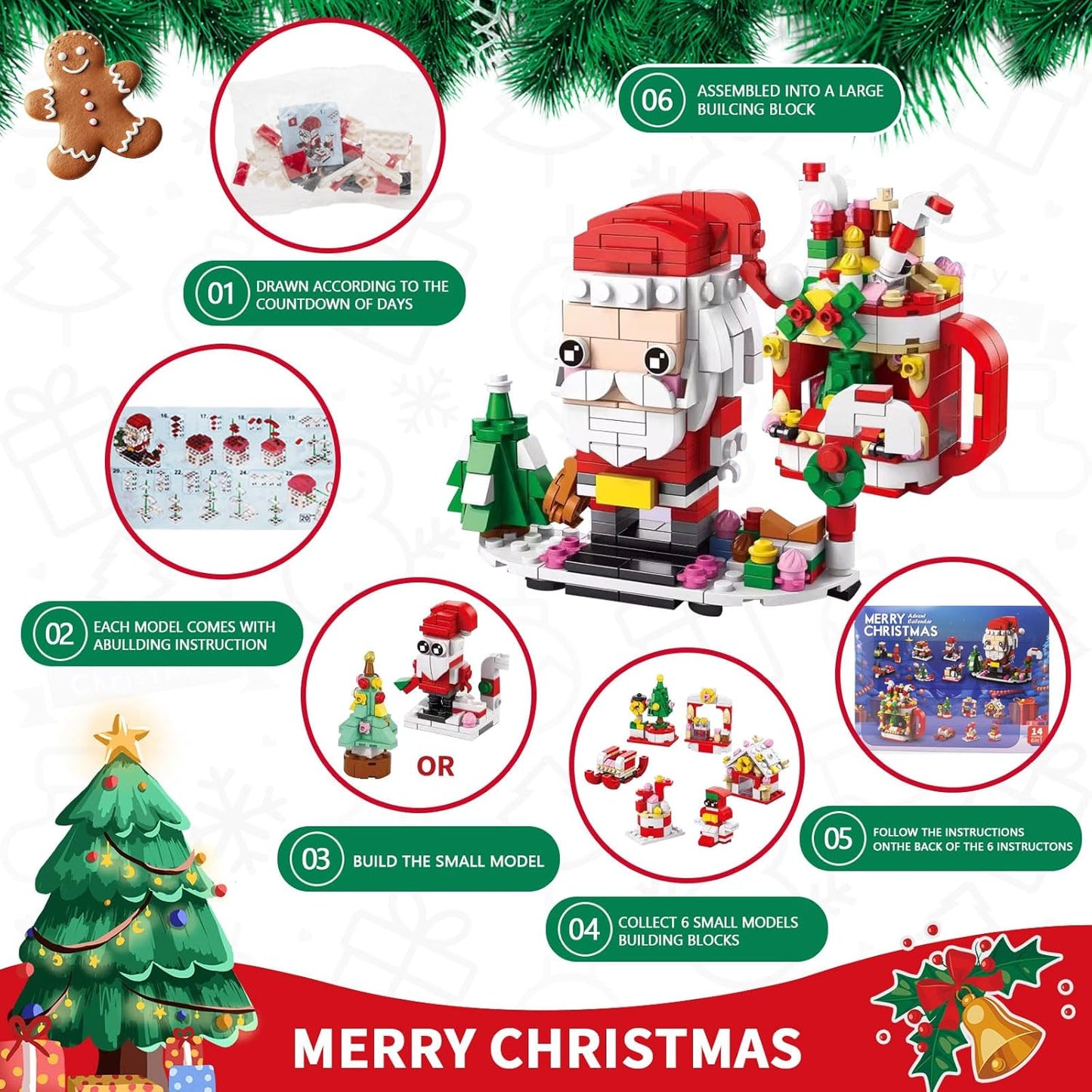 Weihnachts-Adventskalender-Bausteine-Set