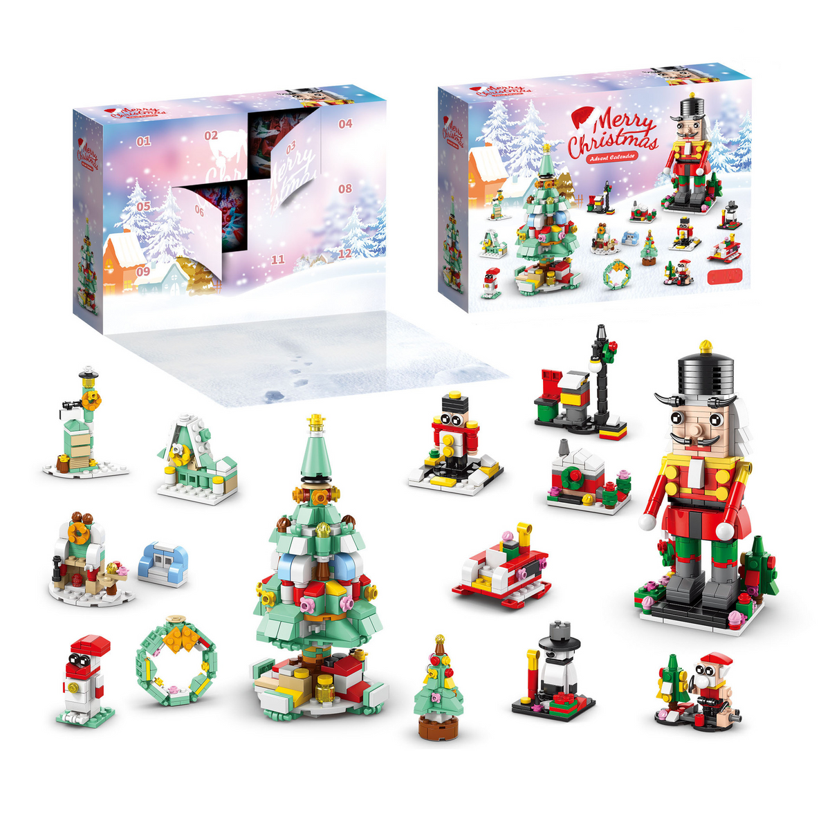 Weihnachts-Adventskalender-Bausteine-Set