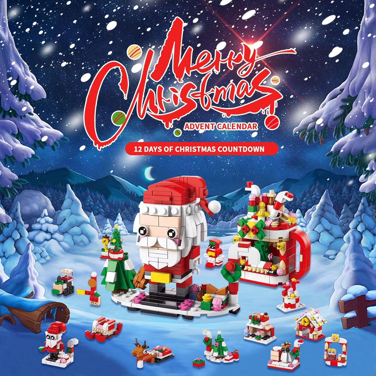 Weihnachts-Adventskalender-Bausteine-Set
