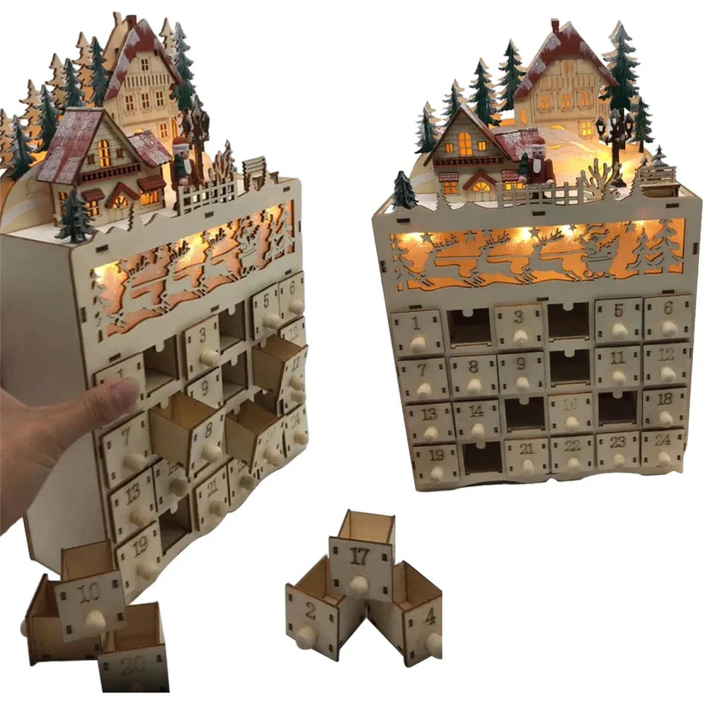 Weihnachts-Adventskalender mit 24 Fächern zum Befüllen