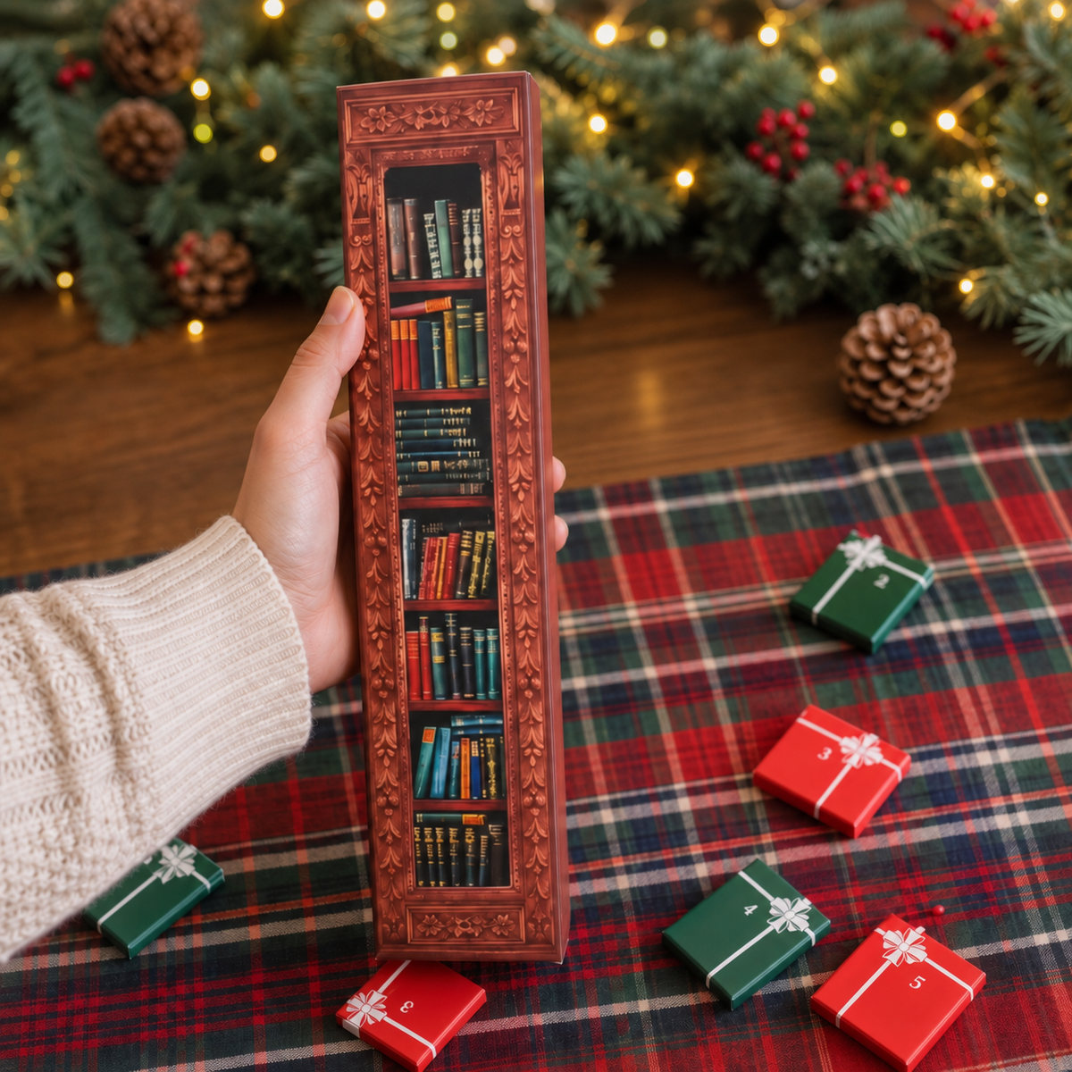 Weihnachts-Adventskalender mit Miniatur-Büchern